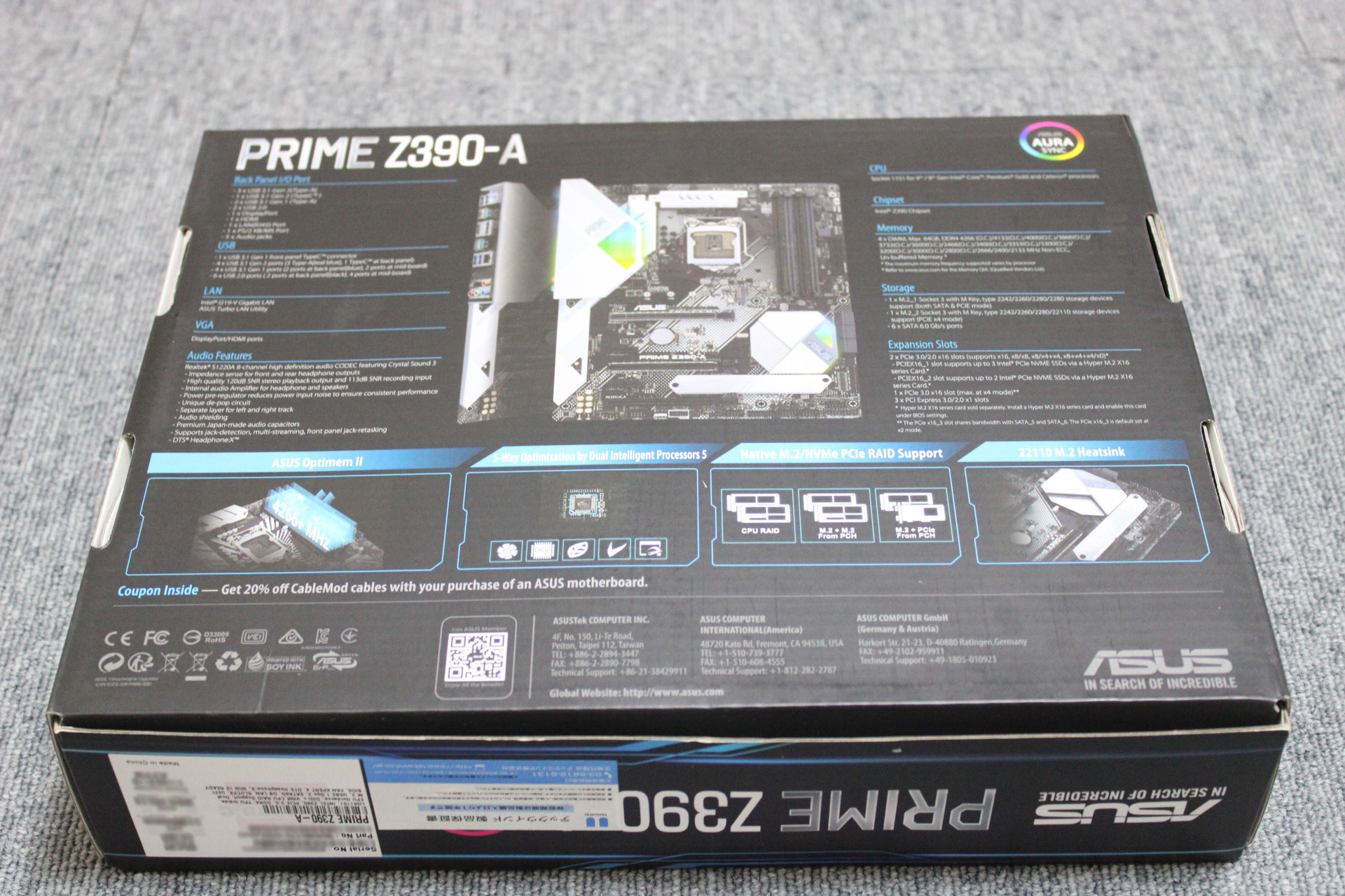 自作PC：2019年】マザーボード（ASUS：PRIME Z390-A）を買ってみました